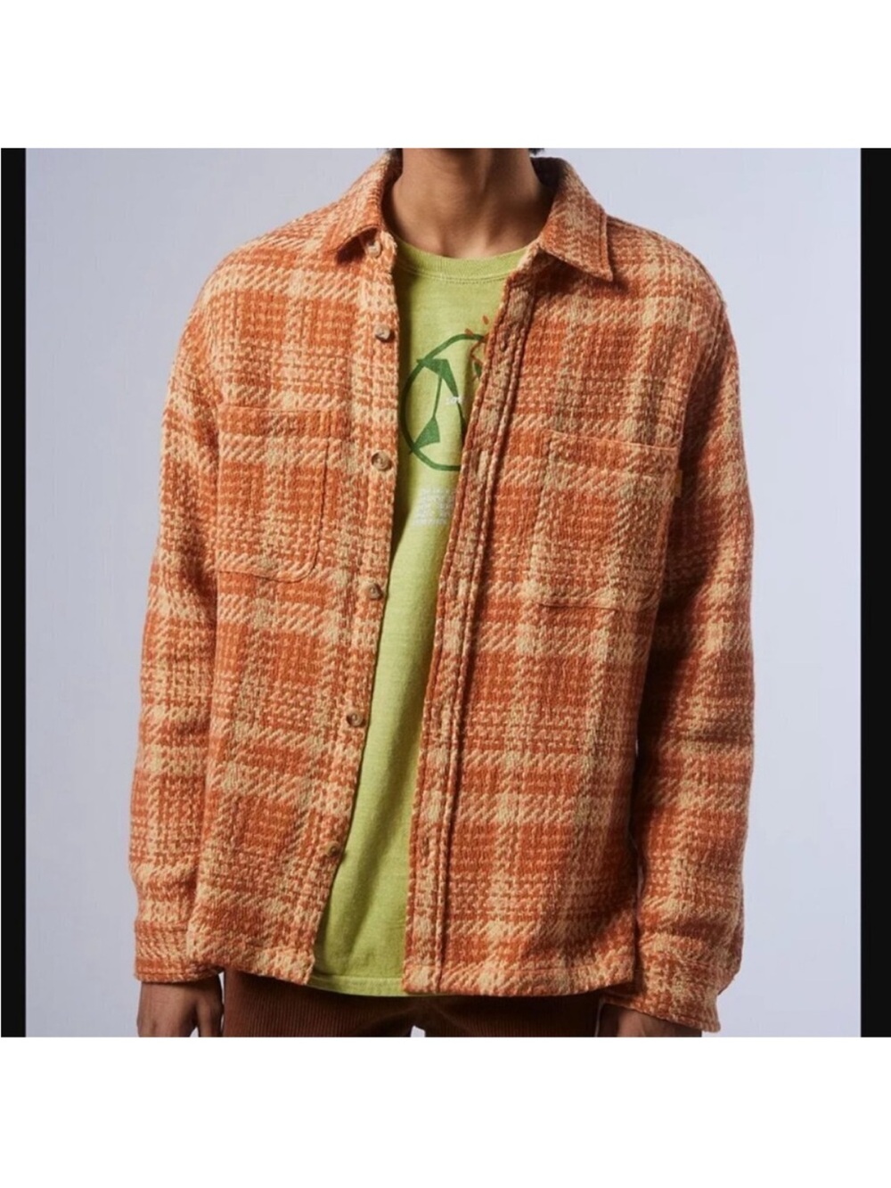 URBAN OUTFITTERS Orange PLAID‎ SHACKET SIZE Medium